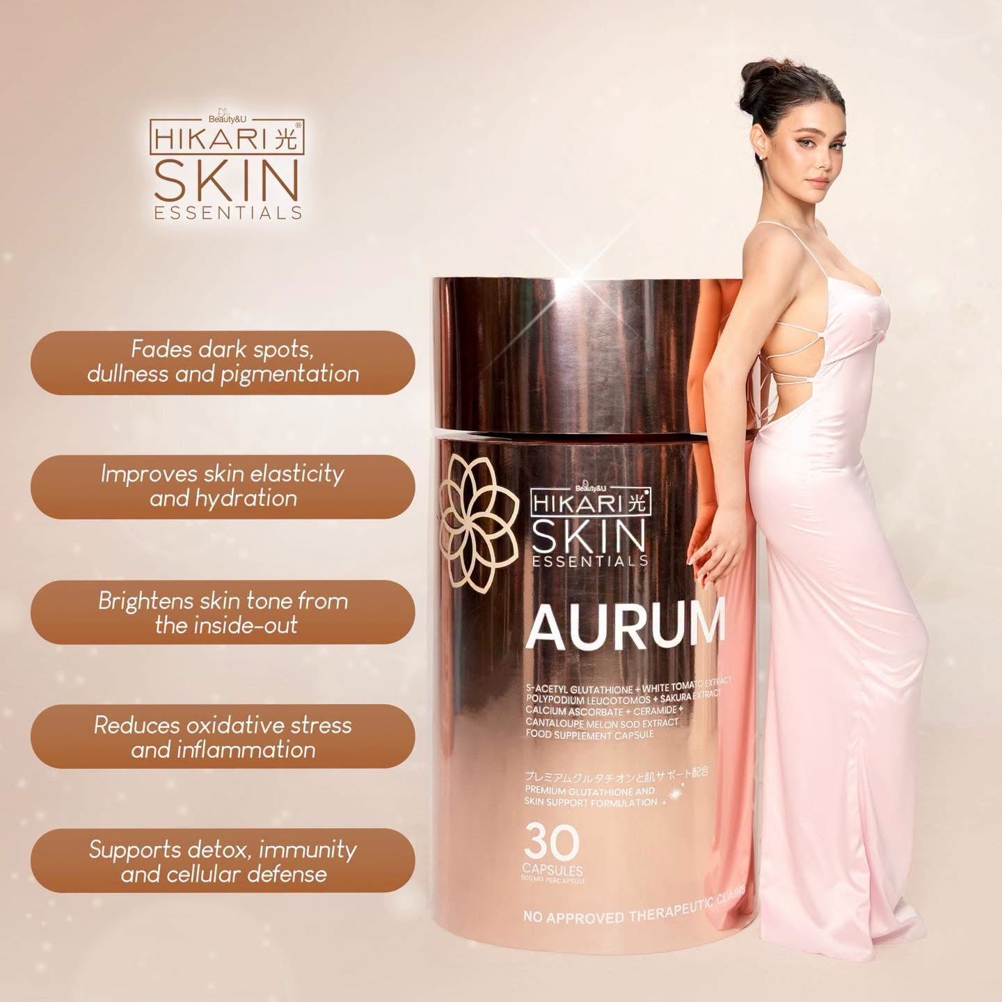 Hikari Skin Essentials AURUM Glutathione Capsules (30 Capsules)