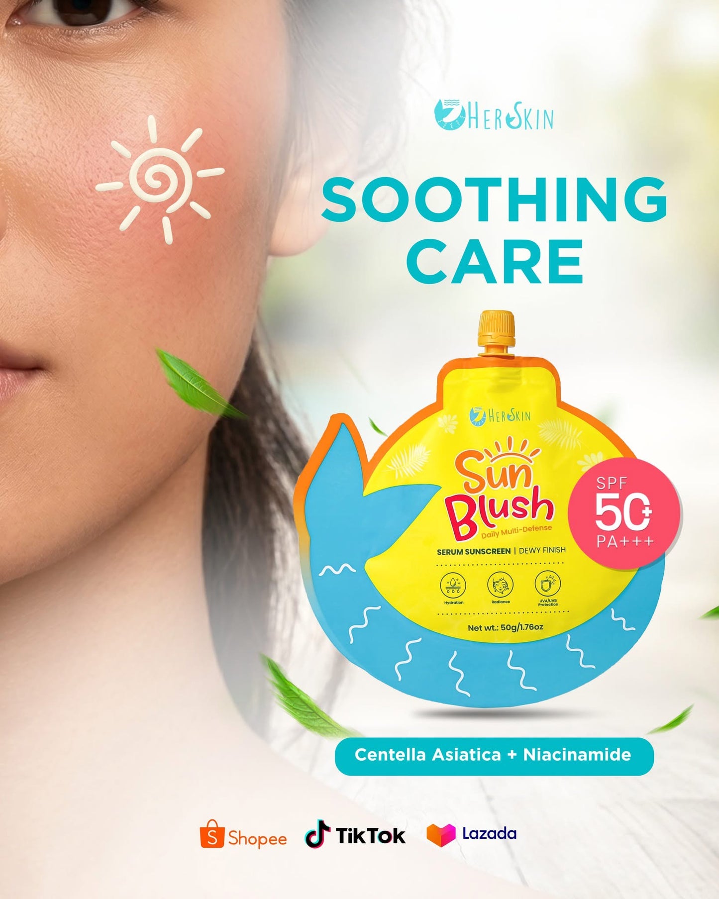 HerSkin Sun Blush Serum Sunscreen SPF 50+ PA+++