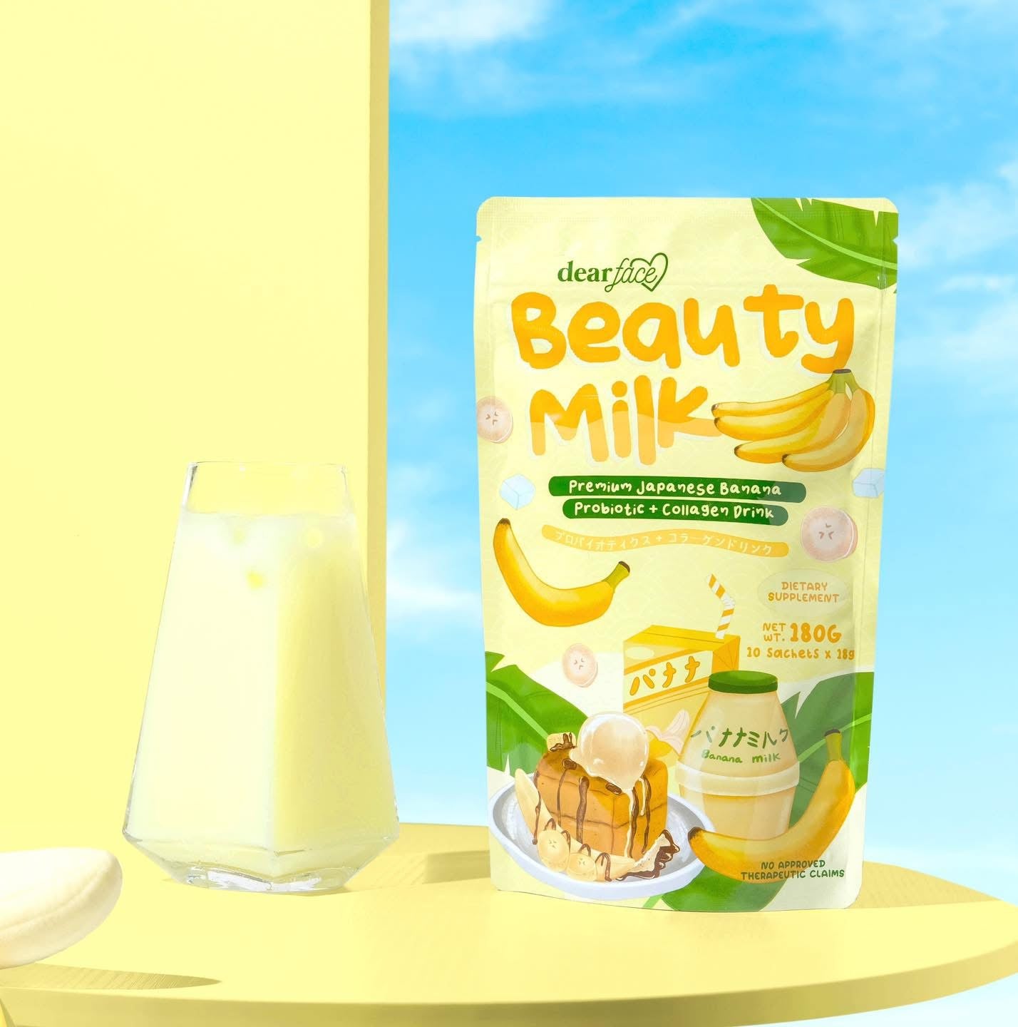 Dear Face Beauty Milk Japanese Banana Probiotic + Collagen Drink [10 Sachets]
