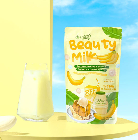 Dear Face Beauty Milk Japanese Banana Probiotic + Collagen Drink [10 Sachets]