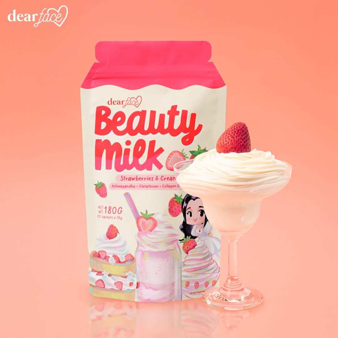 Dear Face Beauty Milk – Strawberries & Cream [10 Sachets]