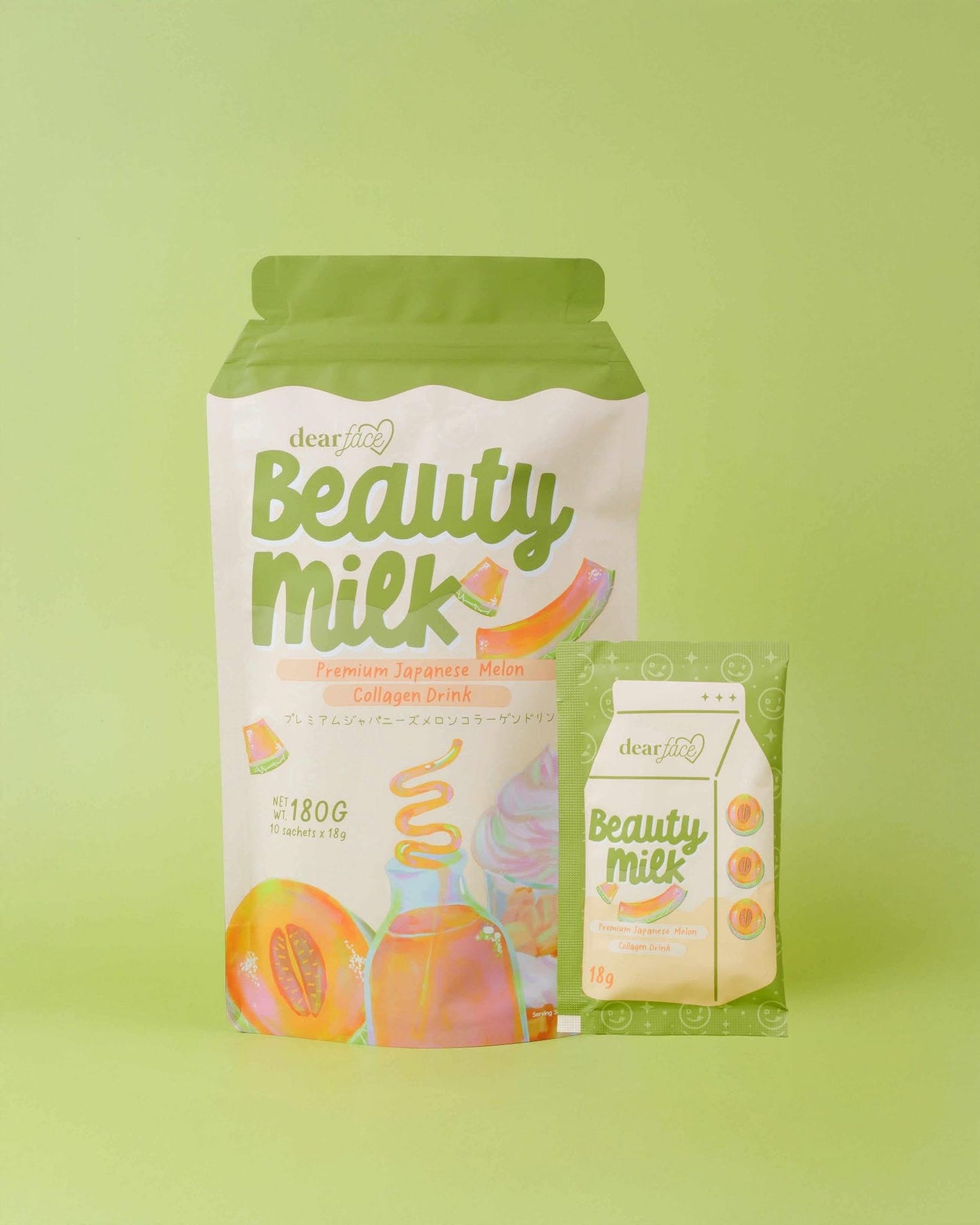Dear Face Beauty Milk – Premium Japanese Melon Collagen Drink [10 Sachets]