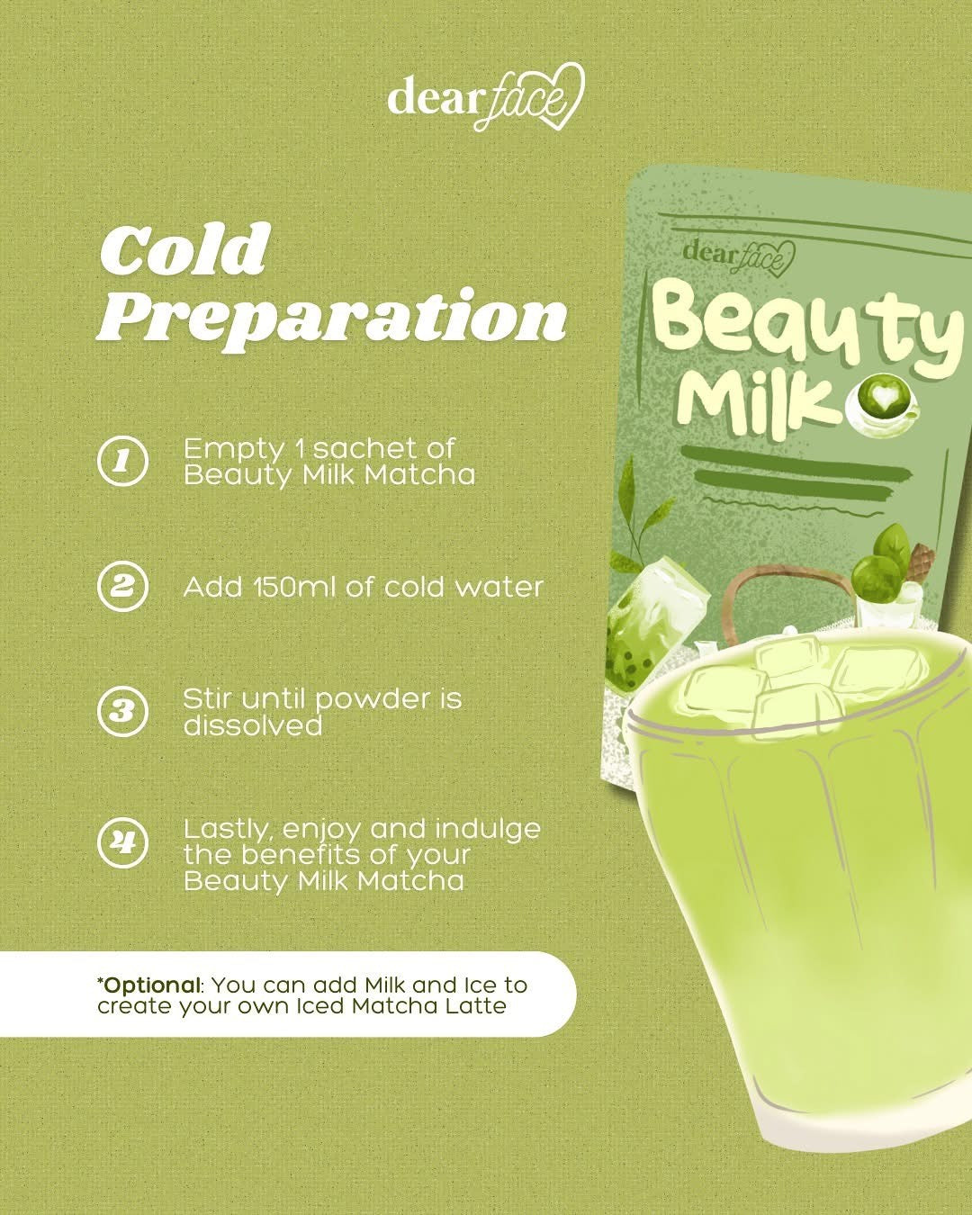 Dear Face Beauty Milk Japanese Matcha Latte [10 Sachets]