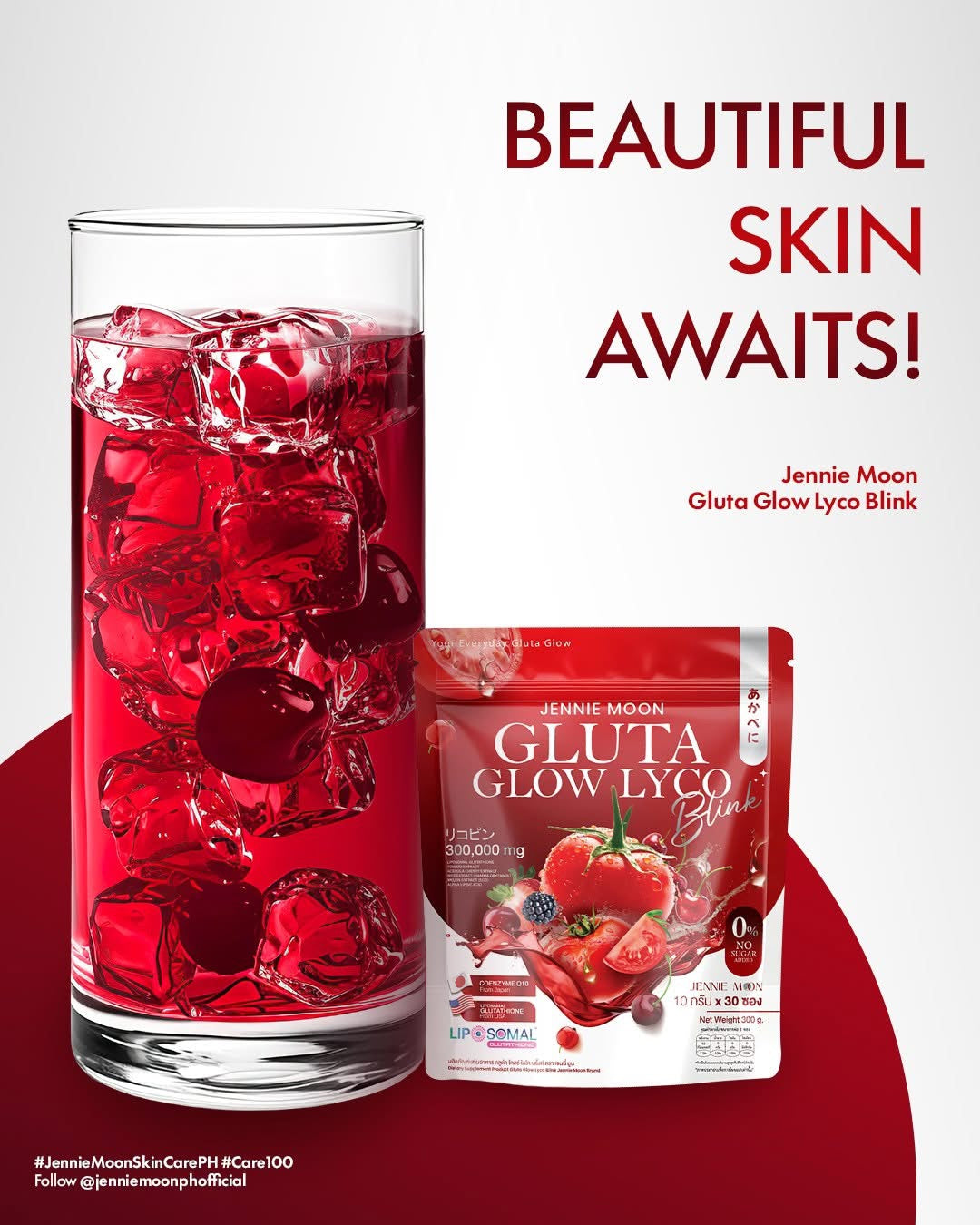 Jennie Moon Gluta Glow Lyco Blink Drink | Liposomal Glutathione Beauty Drink | 30 Sachets