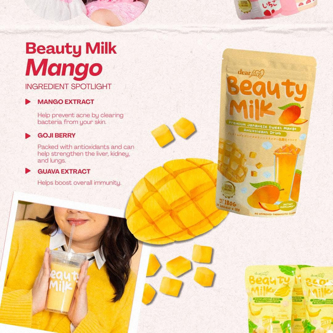 Dear Face Beauty Milk – Premium Japanese Sweet Mango Antioxidant Drink [10 Sachets]